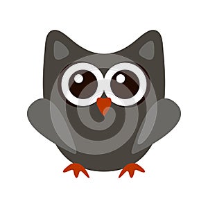 Owl funny stylized icon symbol gray colors