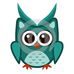 Owl funny stylized icon symbol green colors