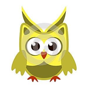 Owl funny stylized icon symbol green yellow colors