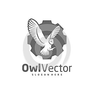 Owl Gear logo vector template, Creative Owl logo design concepts