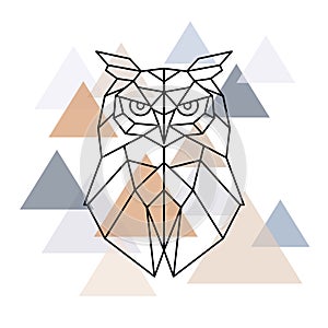 Owl geometric head. Scandinavian style.