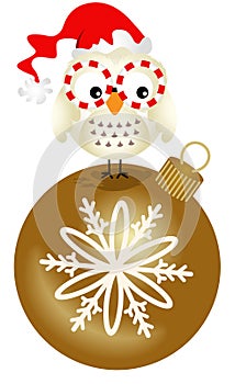 Owl on glass ball Christmas ornament