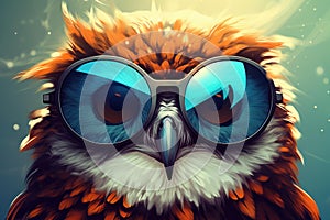 Owl glasses colorful polygonal. Generate Ai
