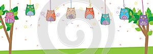 Owl hand wing path fun show wire hang banner