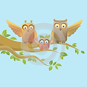 Owl happy family