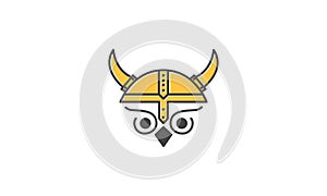 Owl head as viking logo vector icon symbol design graphic illustration
