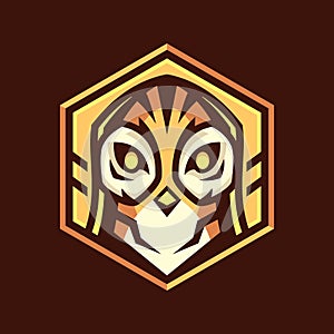 Owl head hexagon logo design