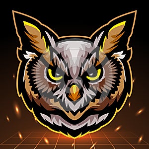 Owl head mascot. esport logo design