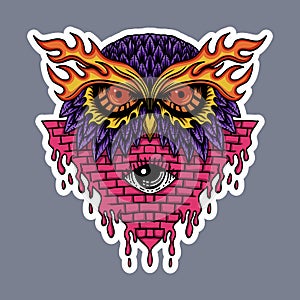 Owl head stickers vector illustration