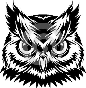 Owl head Vector illustration, on a white background