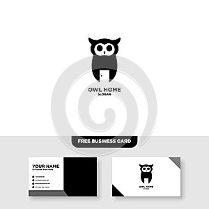 Owl Home Logo Vector Template, Free Business Card Mockup