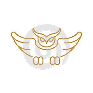 Owl icon outline logo flat simple illustration