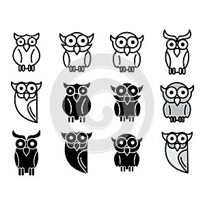 Owl icon set vector design template basic RGB