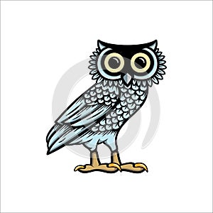 Owl illustration logo vector, owl of athena vector