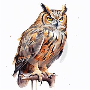 Loose Gestural Owl Illustration On White Isolated Background Art photo