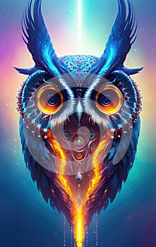 Owl king artictic design, magical and mysterious owl photo
