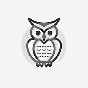 Simplistic Linear Owl Icon On White Background photo