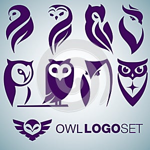 Owl logo set