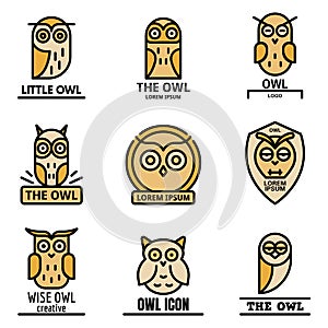 Owl logo set vector flat