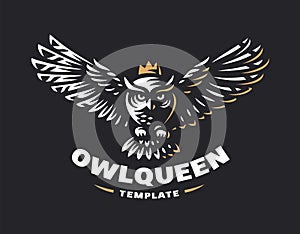 Owl logo - vector illustration. Emblem design