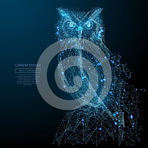 Owl low poly blue