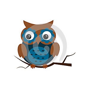 Owl night bird with big eyes. Colorful illustration