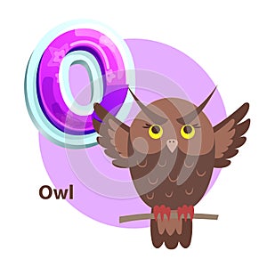 Owl for O Letter Cartoon Alphabet for Children