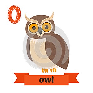 Owl. O letter. Cute children animal alphabet in vector. Funny ca photo