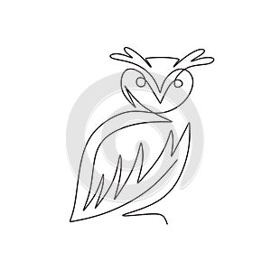 Owl one line drawing vector. Minimalism style of bird logo icon silhouette with continuous single hand drawn minimalist and