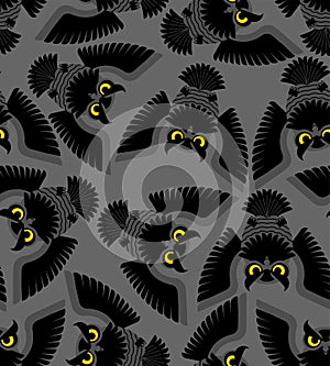 Owl pattern seamless. Eagle-owl bird background. vector ornament. Baby fabric texture