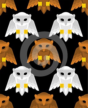 Owl Pattern seamless. Eagle-ow Background. Kids fabric ornament