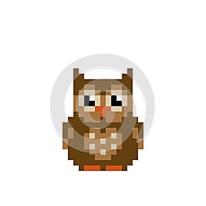 Pixel owl image. cross stitch or crochet pattern