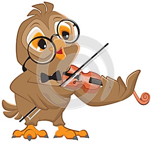 Owl plays the violin photo