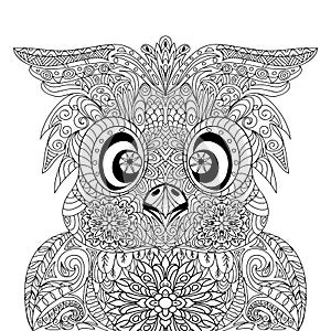 Owl Portrait mandala zentangle