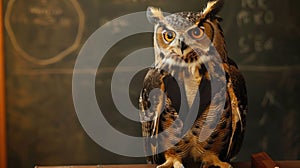 Owl is a professor. Symbol of wisdom and knowledge