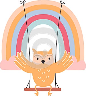 Owl On Rainbow Swing