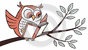 Owl Reading Book Glasses Wisdom Education Cute, vector design Generative AI photo