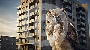 Owl& x27;s presence in the apartment enchants residents with its elegance and quiet wisdom