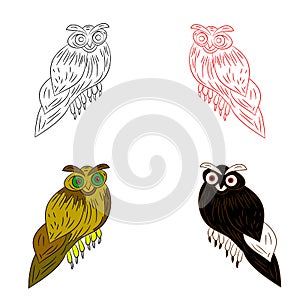 Owl silhouette-drawing in four copies, on a white background.