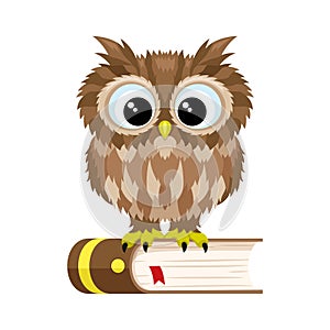 Owl sits on a book.