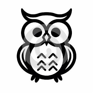 Minimalistic Black And White Owl Icon In Shodo Style photo