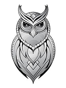 Owl tattoo shape on white