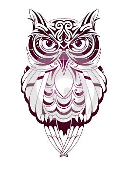 Owl tattoo with tribal elements. Good for ink and print purposes photo