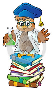 Owl teacher with chemical flask theme 2