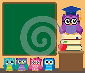 Owl teacher and owlets theme image 1