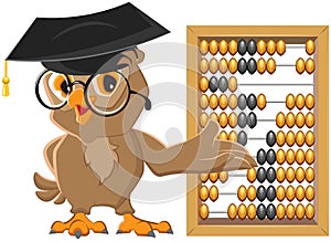 Owl teacher showing abacus