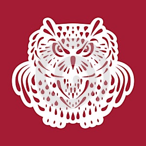 Owl. Templates for laser cutting, plotter cutting, wood carving or printing. Christmas decoration.