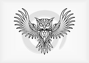 Owl Tribal Tatto Vector Illustration