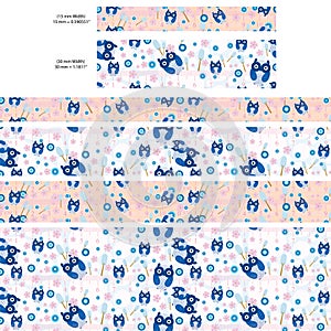 Owl washi paper tape seamless pattern