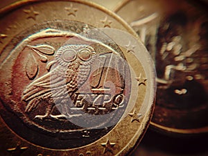 The owl of wisdom on a one-euro coin